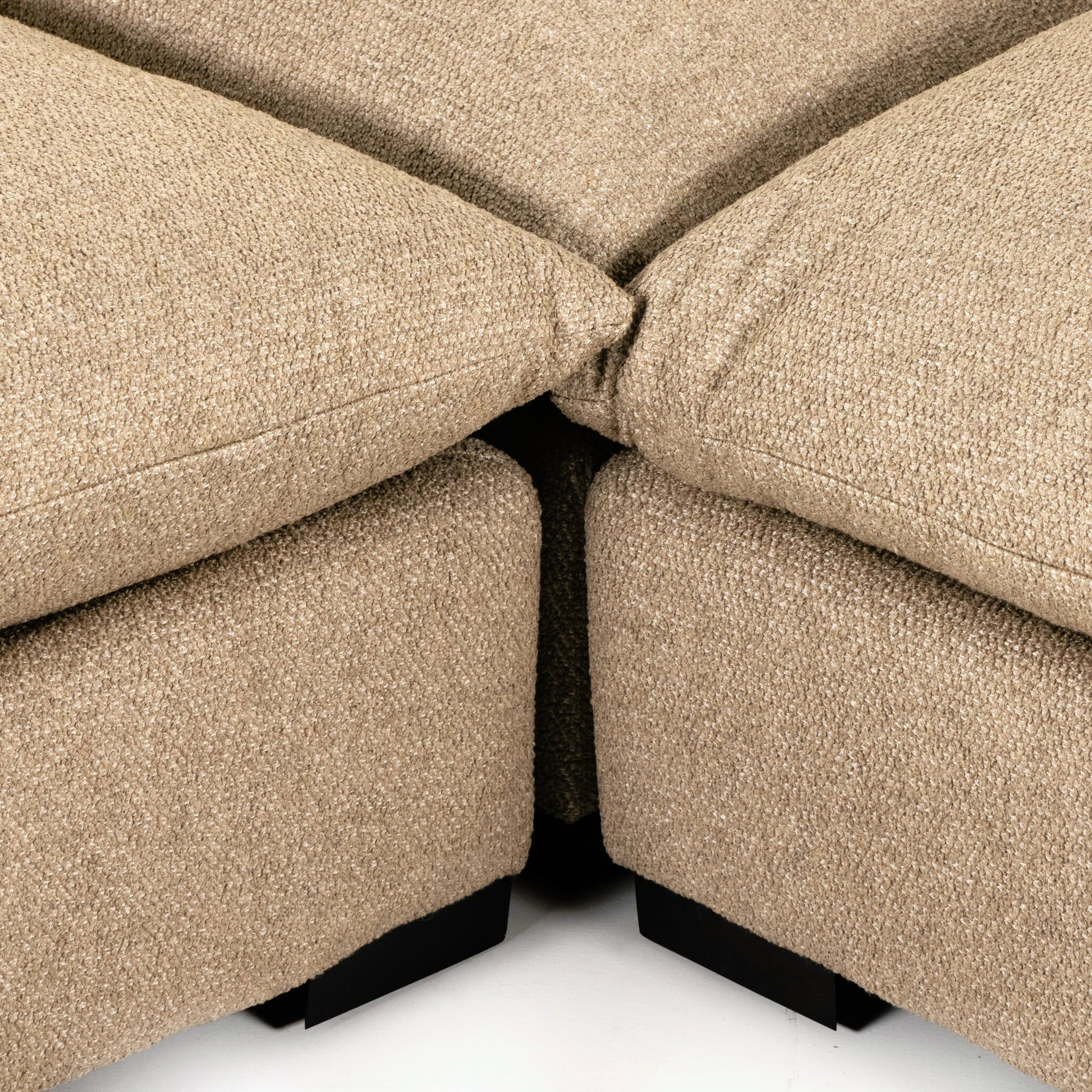 Grant 3-PC Sectional by Four Hands in ashby oatmeal and espresso. Made from 72% polyester, 18% pre-combed cotton, 10% cotton, solid banak, solid pine in a modern style.