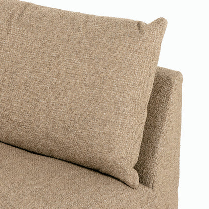 Grant 3-PC Sectional by Four Hands in ashby oatmeal and espresso. Made from 72% polyester, 18% pre-combed cotton, 10% cotton, solid banak, solid pine in a modern style.