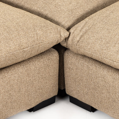 Grant 3-PC Sectional by Four Hands in ashby oatmeal and espresso. Made from 72% polyester, 18% pre-combed cotton, 10% cotton, solid banak, solid pine in a modern style.