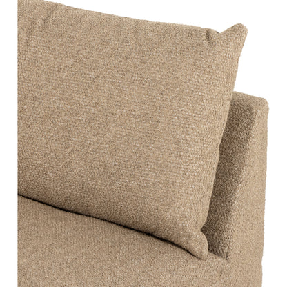 Grant 3-PC Sectional by Four Hands in ashby oatmeal and espresso. Made from 72% polyester, 18% pre-combed cotton, 10% cotton, solid banak, solid pine in a modern style.