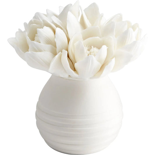 Blooming Fleur Sculpture by Cyan Design in white. Made from ceramic in a transitional style.