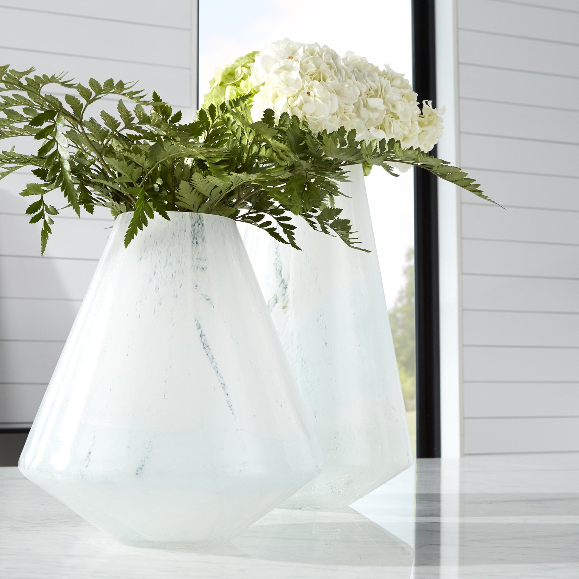 Backdrift Vase by Cyan Design in sky blue, white. Made from glass in a modern style.