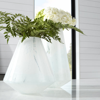 Backdrift Vase by Cyan Design in sky blue, white. Made from glass in a modern style.