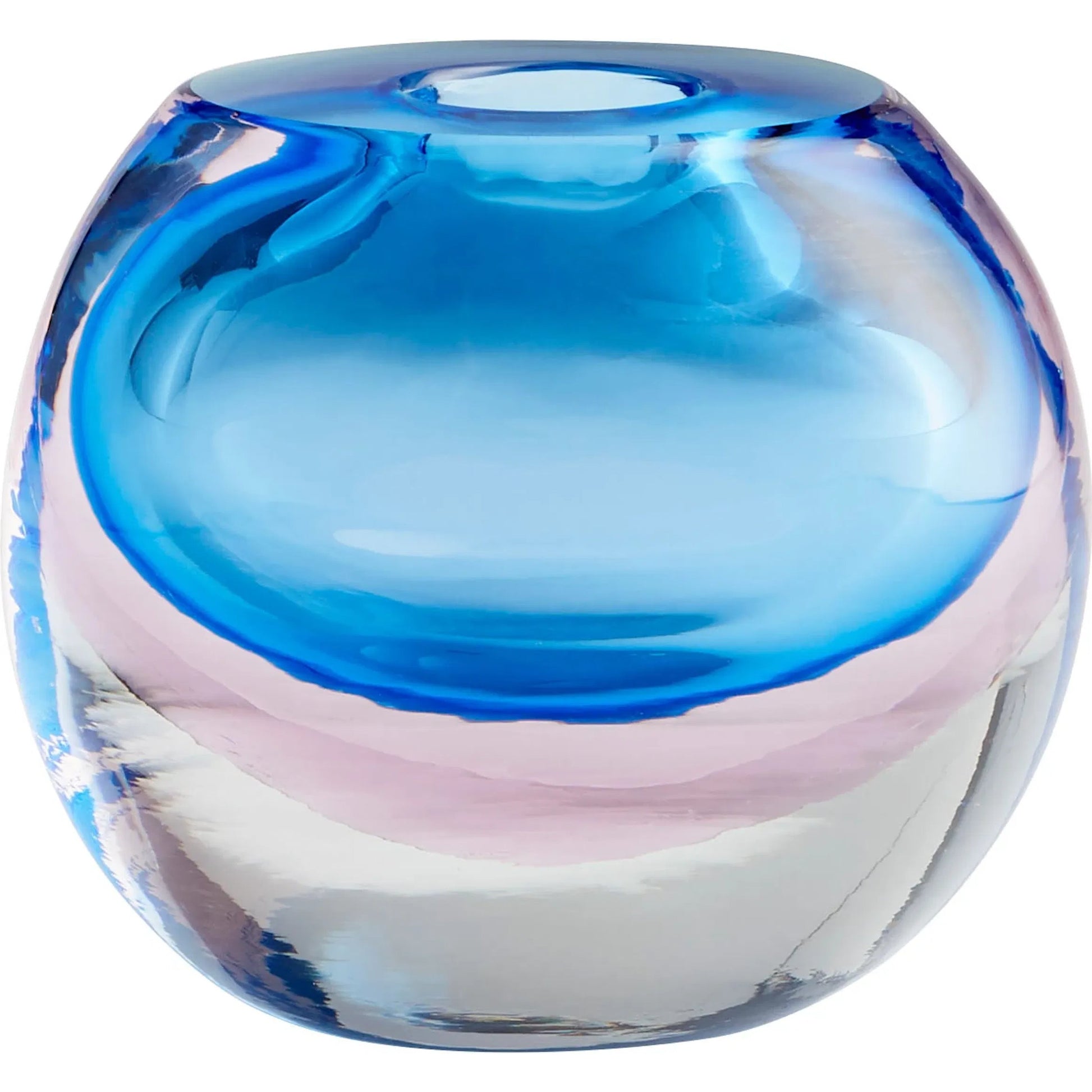 Oxblend Vase by Cyan Design in blue. Made from glass in a coastal style.