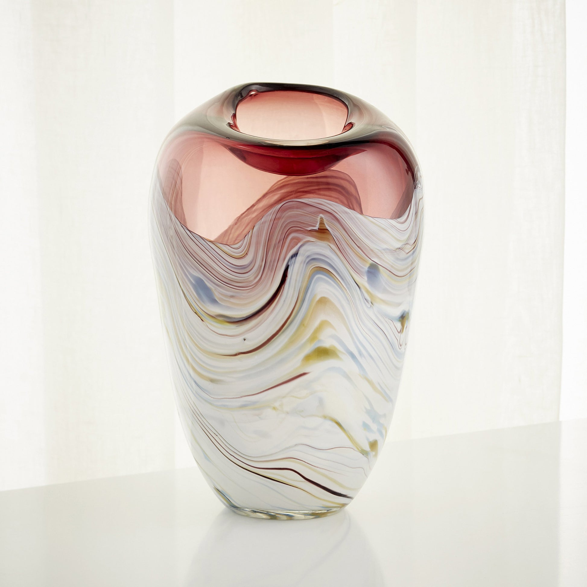 Sao Vase by Cyan Design in purple, white. Made from glass in a modern style.