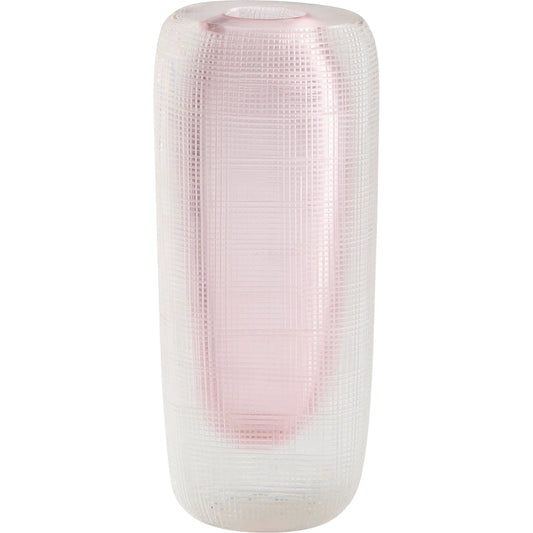 Neso Vase by Cyan Design in pink, clear. Made from glass in a modern style.