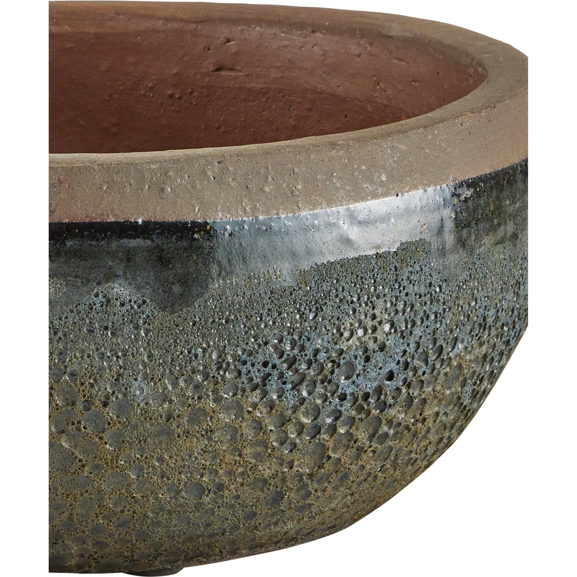 Lyra Planter by Currey and Company in reactive black. Made from ceramic in a modern style.