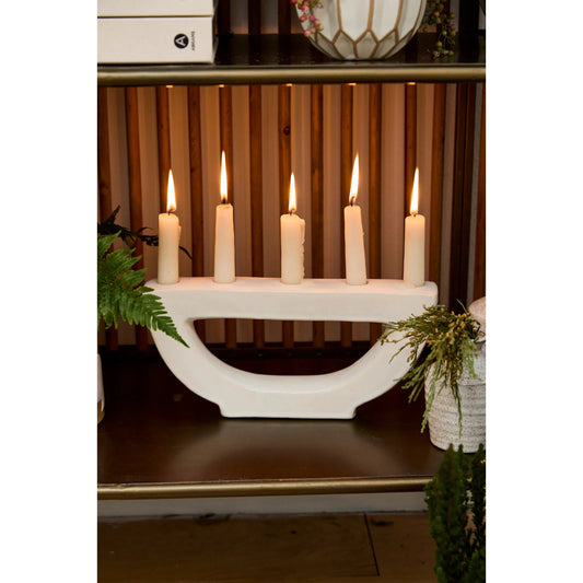 Halfmoon Candelabra 2 (Set of 2) by Accent Decor in off-white. Made from ceramic in a unique style.