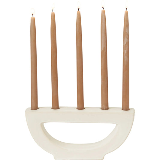 Halfmoon Candelabra 2 (Set of 2) by Accent Decor in off-white. Made from ceramic in a unique style.