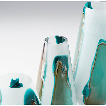 Ferdinand Vase by Cyan Design in green, white. Made from glass in a coastal style.