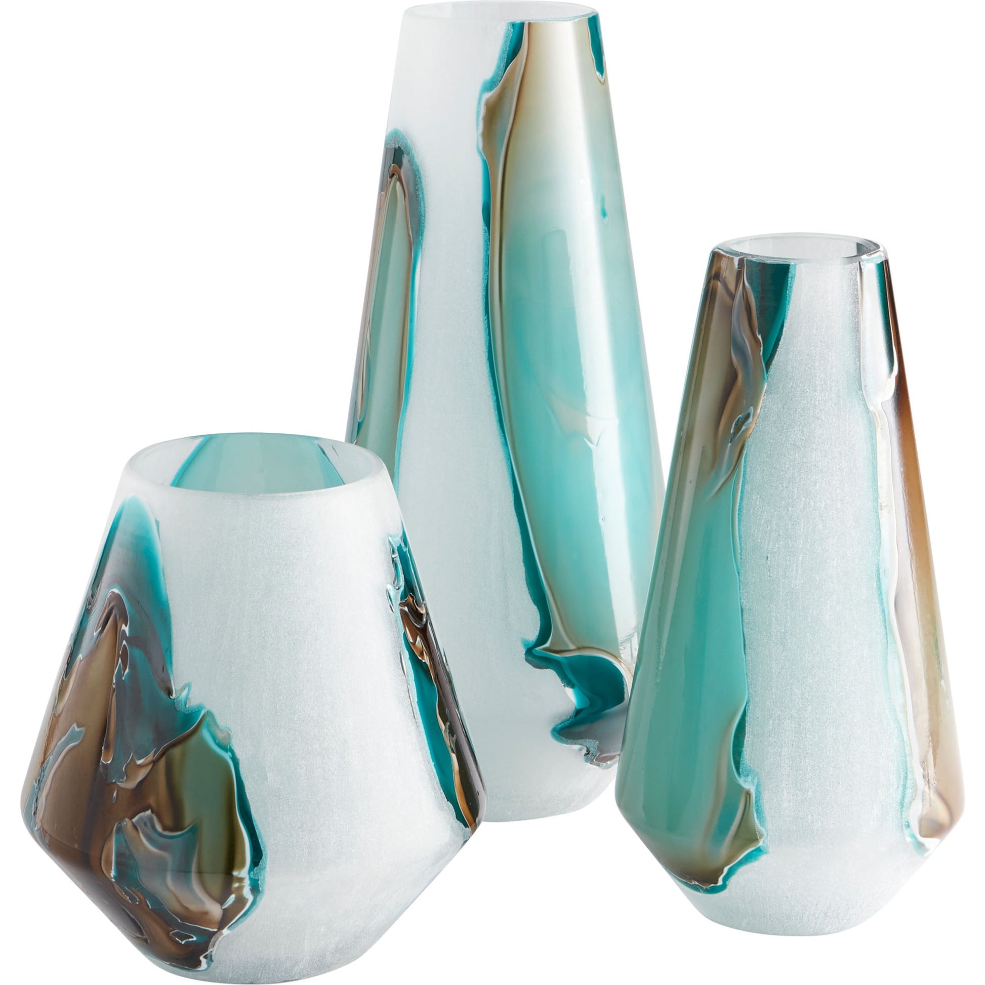 Ferdinand Vase by Cyan Design in green, white. Made from glass in a coastal style.
