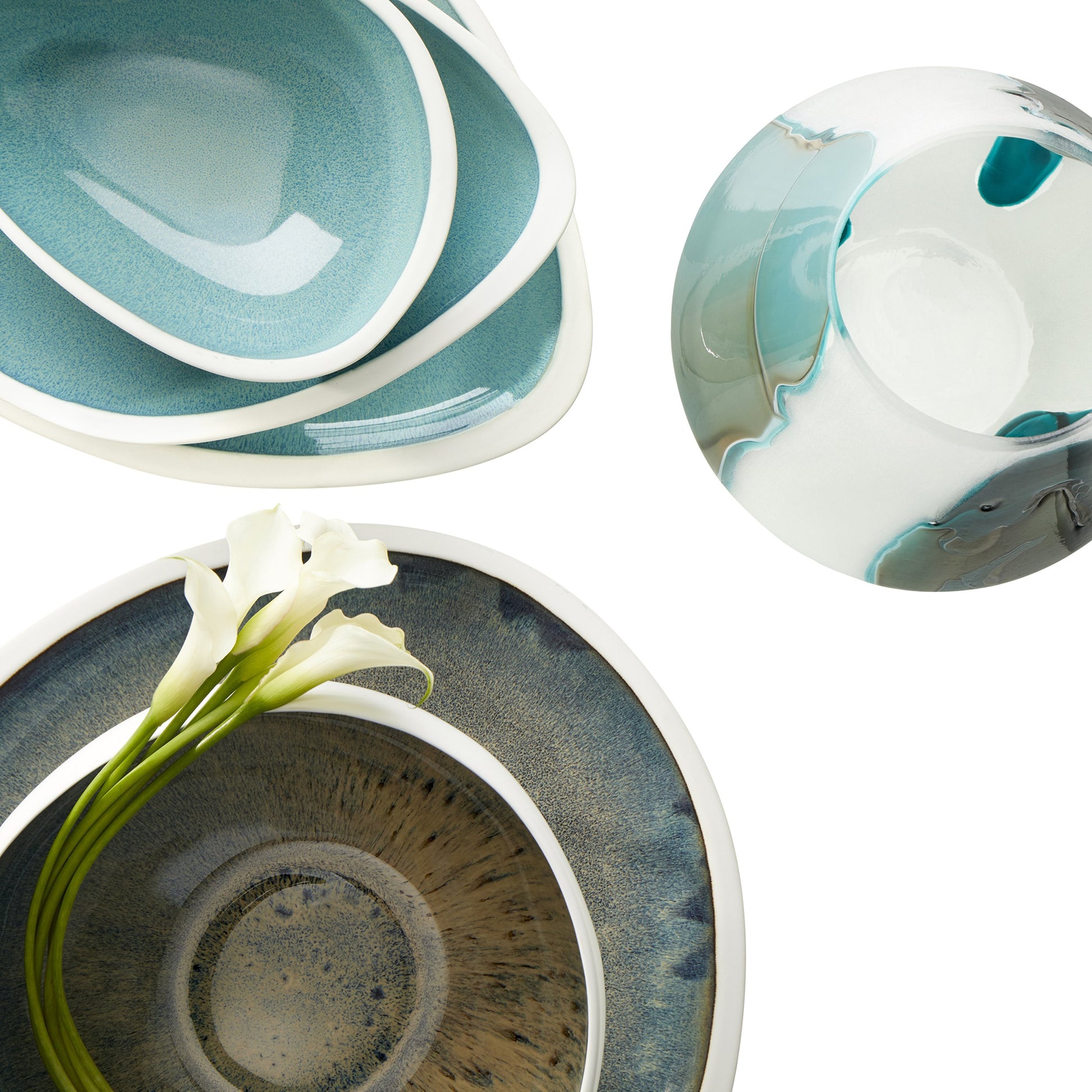 Ferdinand Vase by Cyan Design in green, white. Made from glass in a coastal style.