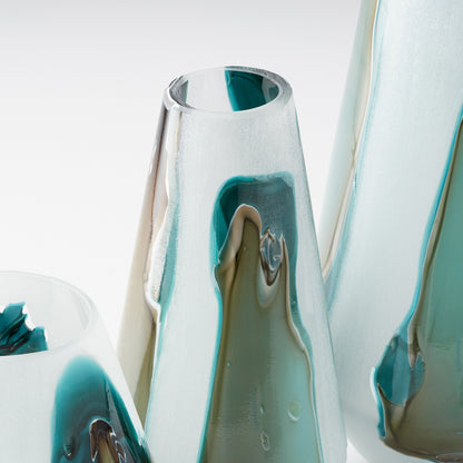 Ferdinand Vase by Cyan Design in green, white. Made from glass in a coastal style.