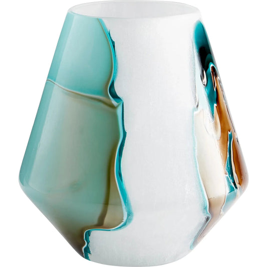 Ferdinand Vase by Cyan Design in green, white. Made from glass in a coastal style.