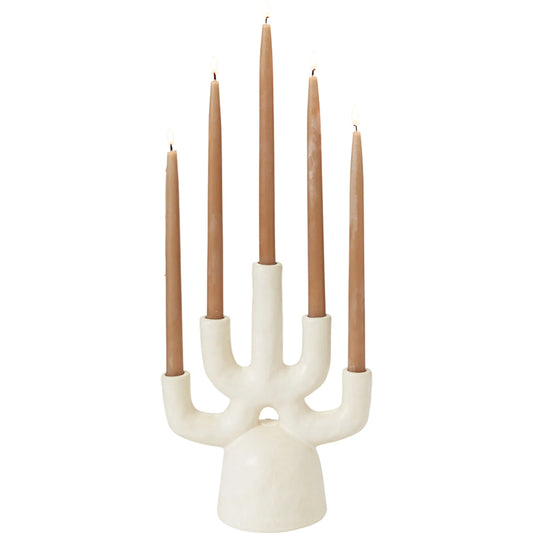 Ealtation Candelabra by Accent Decor in off-white. Made from ceramic in a unique style.