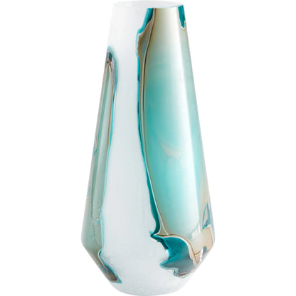 Ferdinand Vase by Cyan Design in green, white. Made from glass in a coastal style.