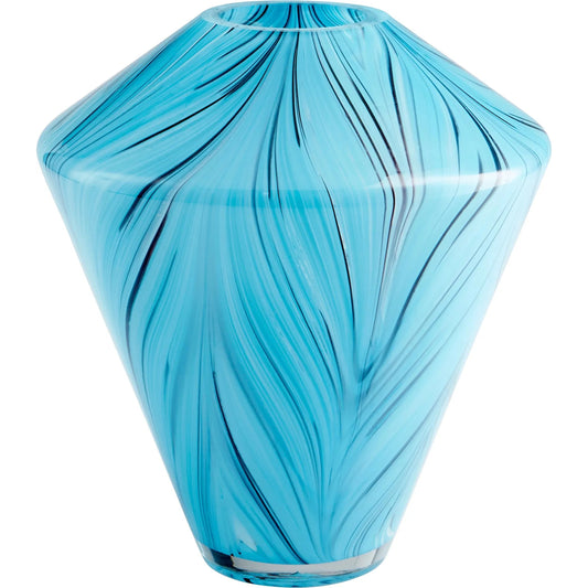 Phoebe Vase by Cyan Design in blue. Made from glass in a coastal style.