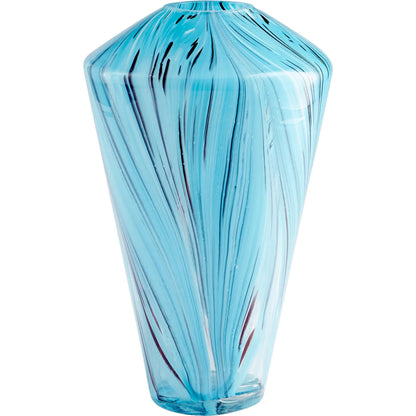 Phoebe Vase by Cyan Design in blue. Made from glass in a coastal style.