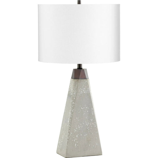 Carlton Table Lamp by Cyan Design in gunmetal. Made from concrete, metal with off white linen shade in a modern style.