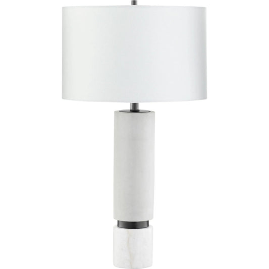 Astral Table Lamp by Cyan Design in gunmetal. Made from iron, concrete with off white linen shade in a transitional style.