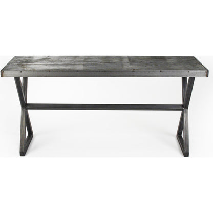 Cris Console by Zentique in rustic galvanized tin and recycled metal. Made from recycled metal in a modern style.