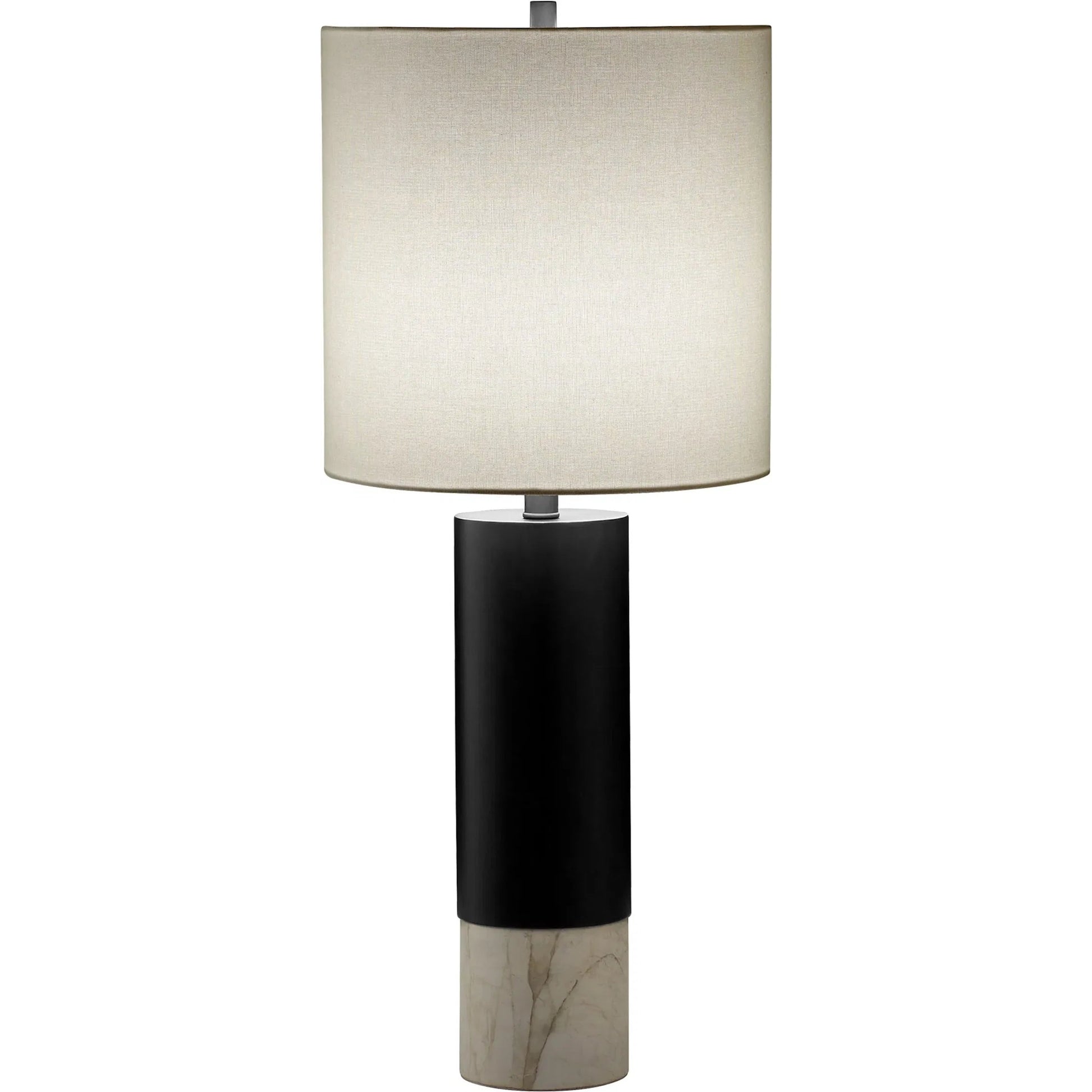 Adana Table Lamp by Cyan Design in gun metal. Made from iron, marble with white linen shade in a modern style.