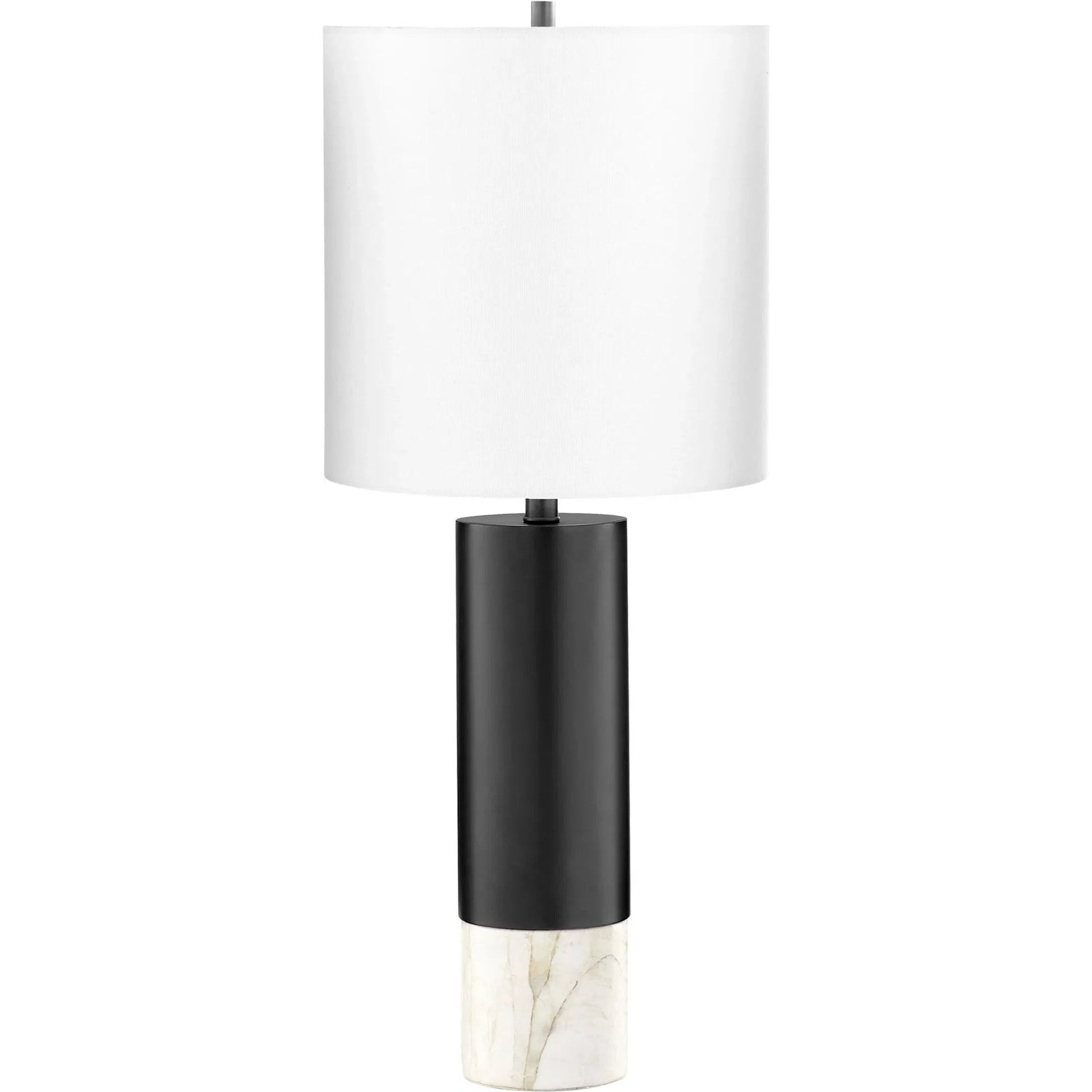 Adana Table Lamp by Cyan Design in gun metal. Made from iron, marble with white linen shade in a modern style.