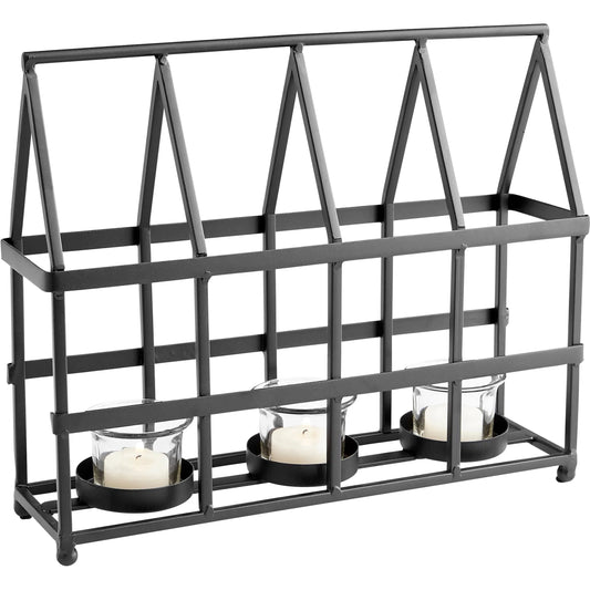Edinburgh Candleholder by Cyan Design in black. Made from iron, glass in a rustic style.