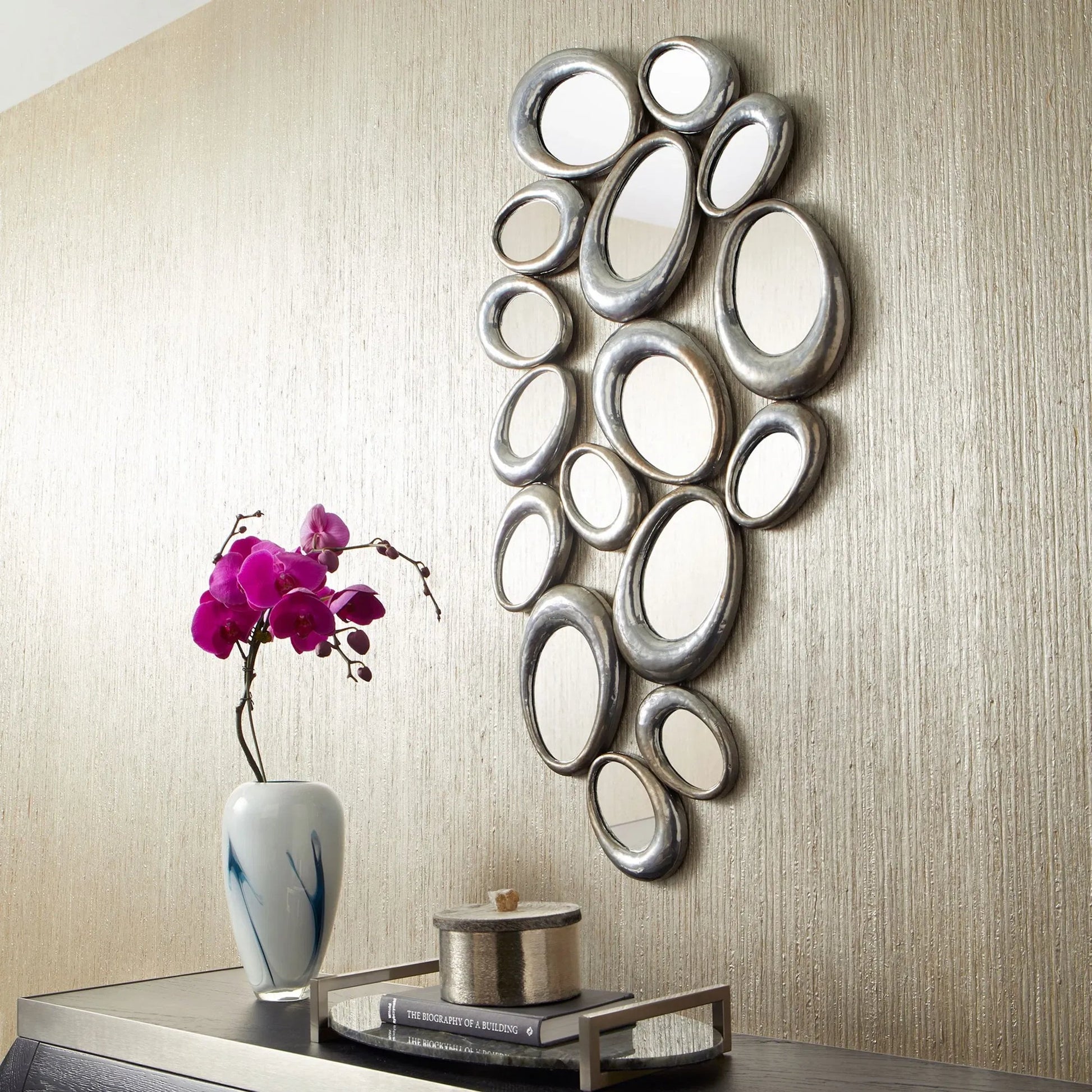 Ovate Reflections Mirror by Cyan Design in silver. Made from iron, glass in a modern style.
