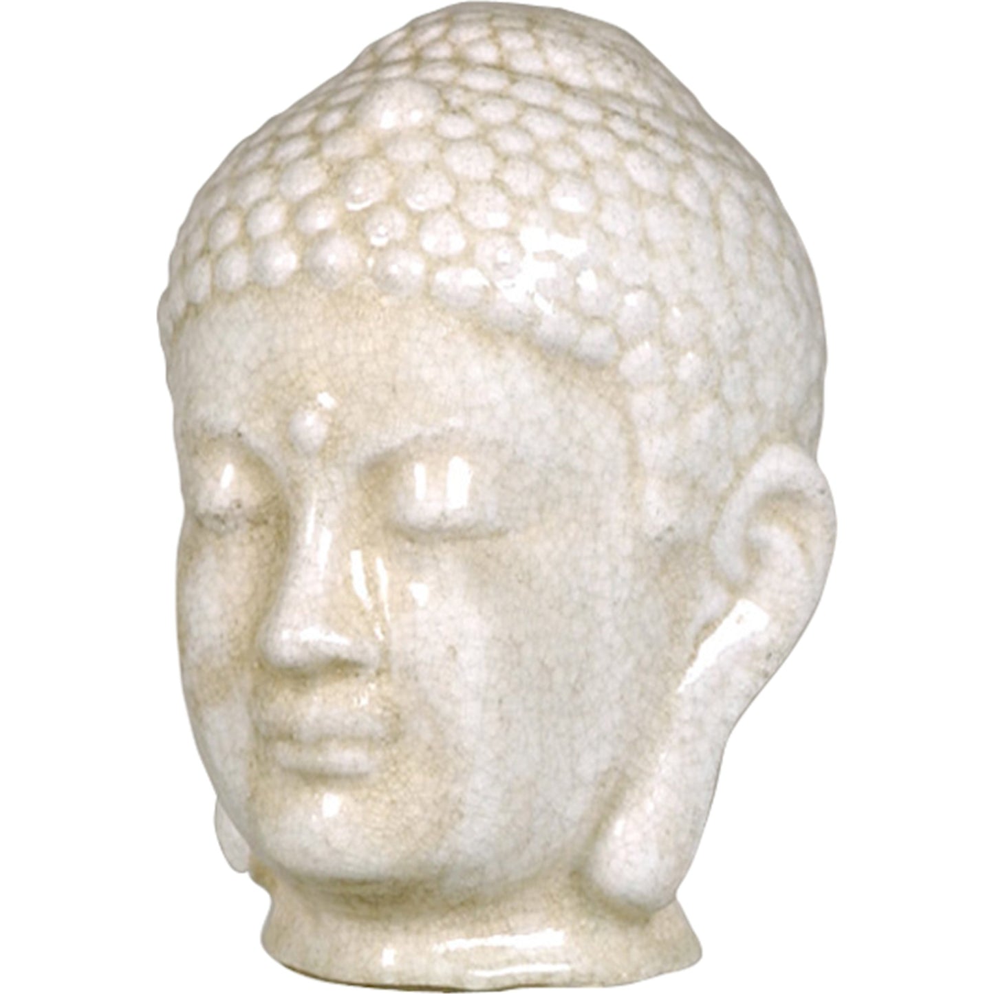 001 S-300121 | Primary Silo | Buddha Head by Emissary in white crackle. Made from unique in a eclectic & global style.