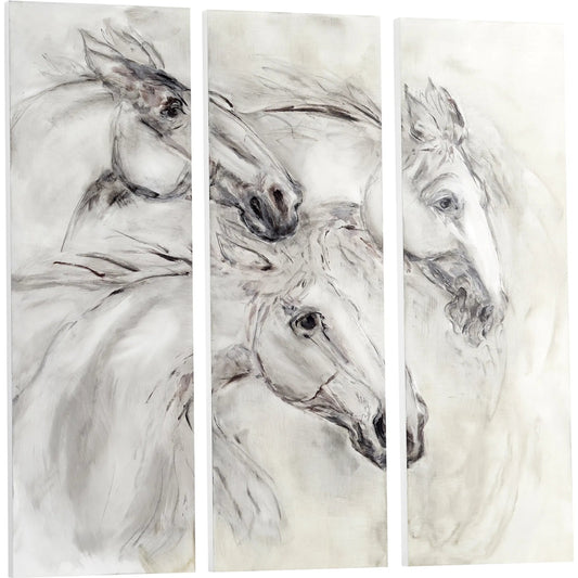 Galloping Wall Art by Cyan Design in white. Made from wood in a modern style.