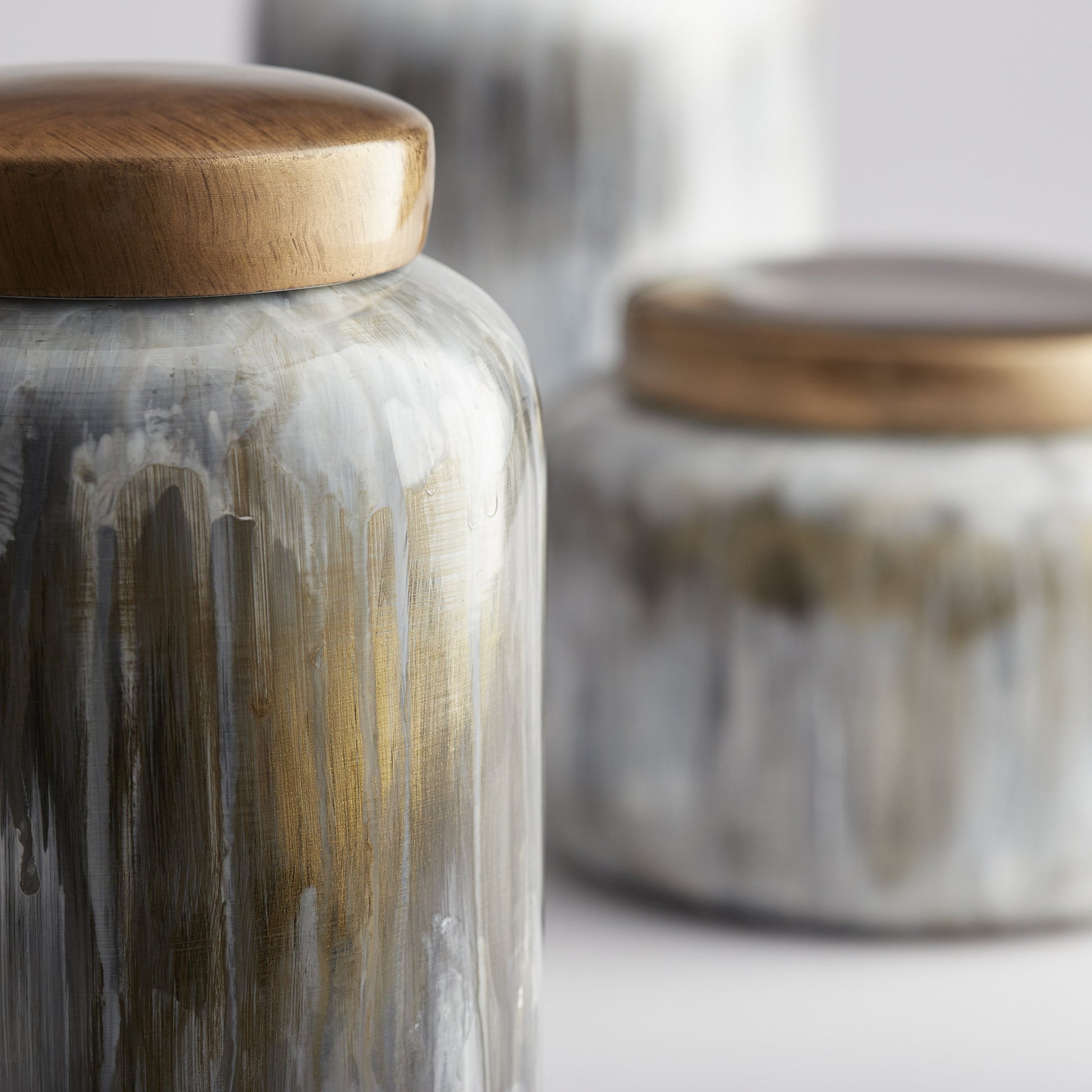 Spirit Drip Vase by Cyan Design in olive glaze. Made from porcelain in a modern style.