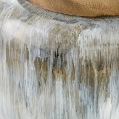 Spirit Drip Vase by Cyan Design in olive glaze. Made from porcelain in a modern style.