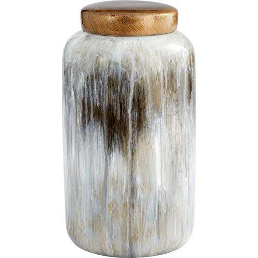 Spirit Drip Vase by Cyan Design in olive glaze. Made from porcelain in a modern style.