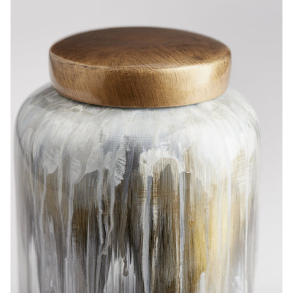 Spirit Drip Vase by Cyan Design in olive glaze. Made from porcelain in a modern style.