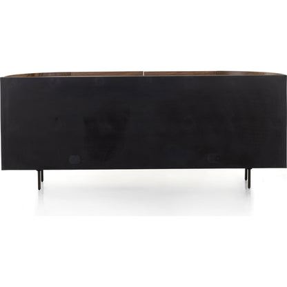 Lunas Sideboard by Four Hands. Made from thick guanacaste veneer, iron, engineered hardwood in a rustic style.