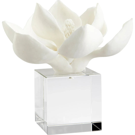 Oleander Sculpture by Cyan Design in white. Made from resin, crystal in a coastal style.
