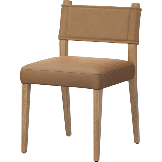 Ferris Dining Chair by Four Hands in maestro camel, burnished parawood. Made from top grain leather, solid parawood in a unique style.