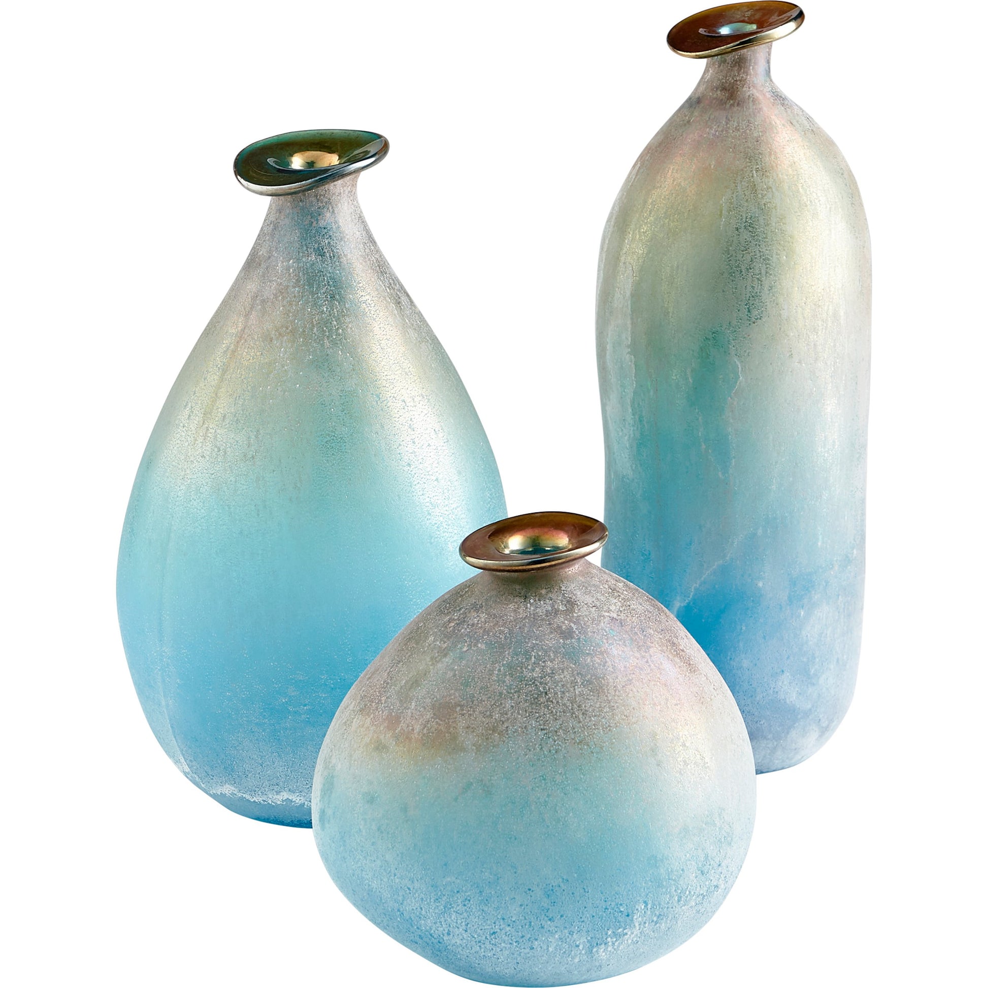 Sea of Dreams Vase by Cyan Design in turquoise, scavo. Made from glass in a coastal style.