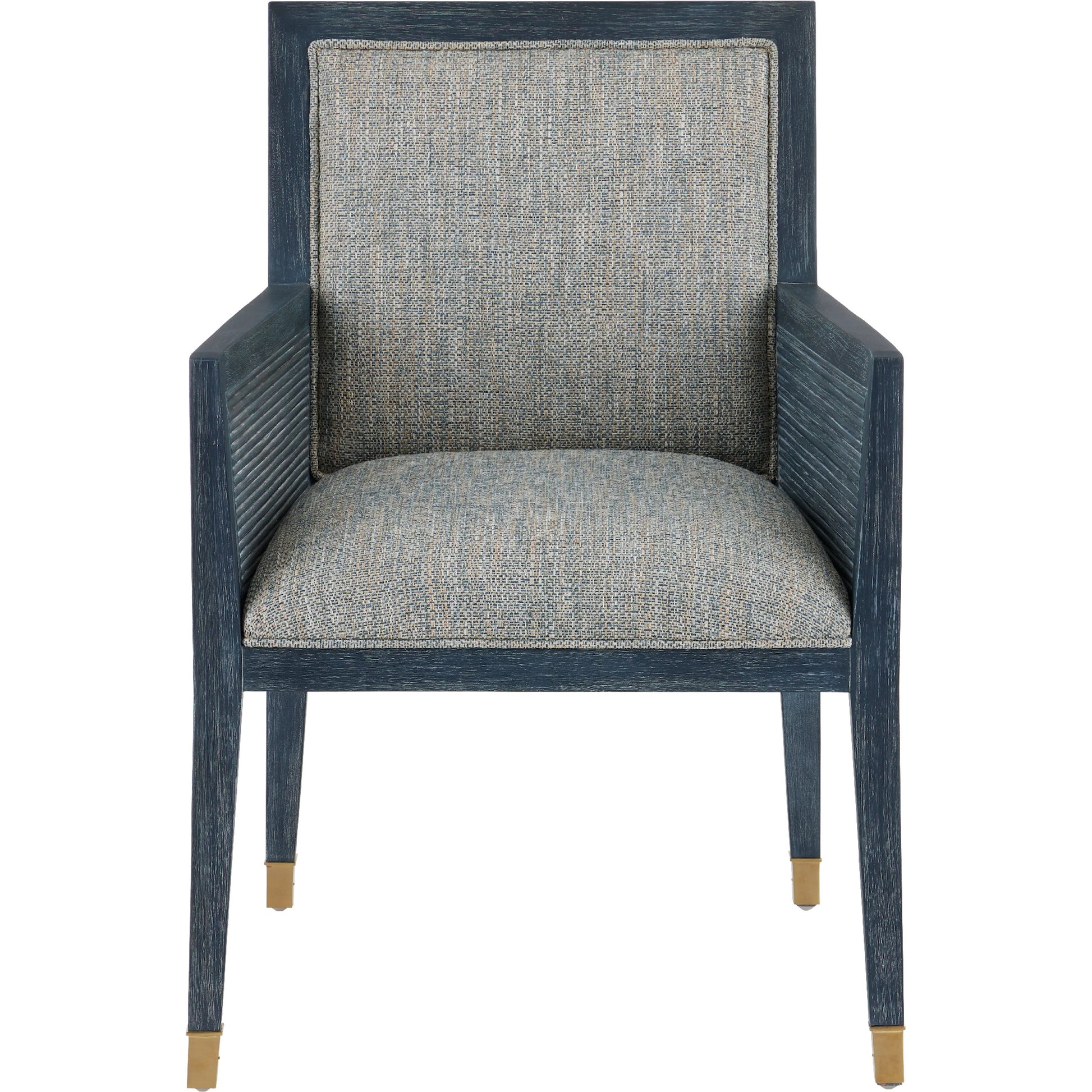 Santos Armchair by Currey and Company. Made from mahogany, rattan, brass in a modern style.