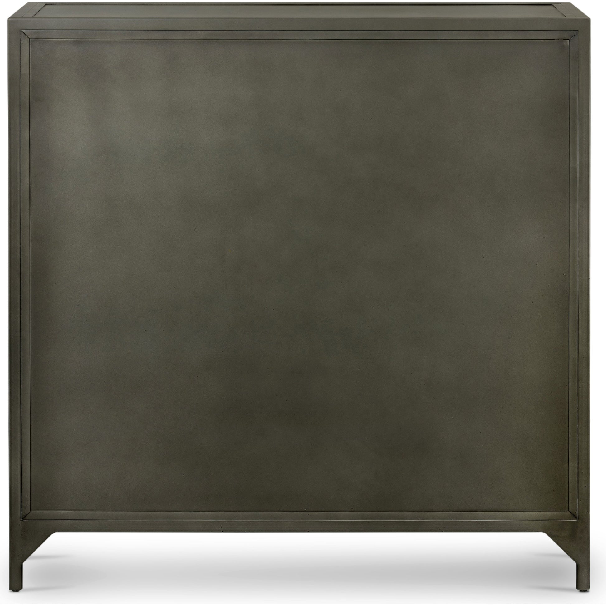 Shadow Box Small Cabinet by Four Hands in black, weathered bronze. Made from iron in a modern style.