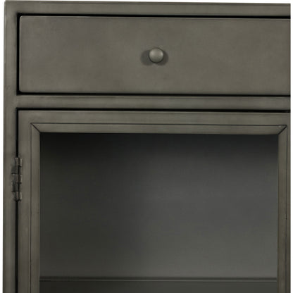Shadow Box Small Cabinet by Four Hands in black, weathered bronze. Made from iron in a modern style.