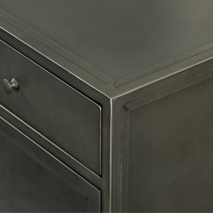 Shadow Box Small Cabinet by Four Hands in black, weathered bronze. Made from iron in a modern style.