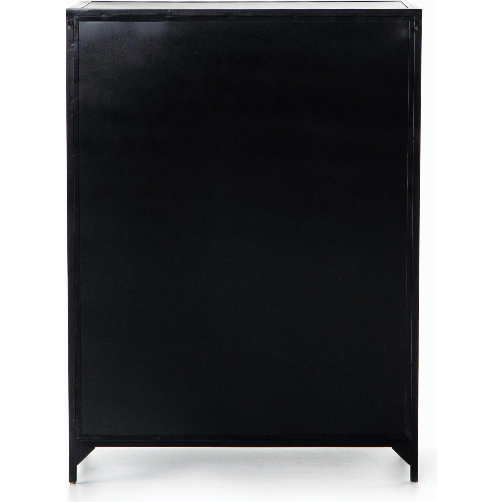 Belmont Tall Dresser by Four Hands in black. Made from iron in a transitional style.