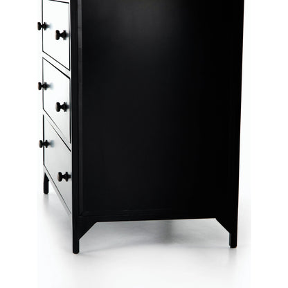 Belmont Tall Dresser by Four Hands in black. Made from iron in a transitional style.