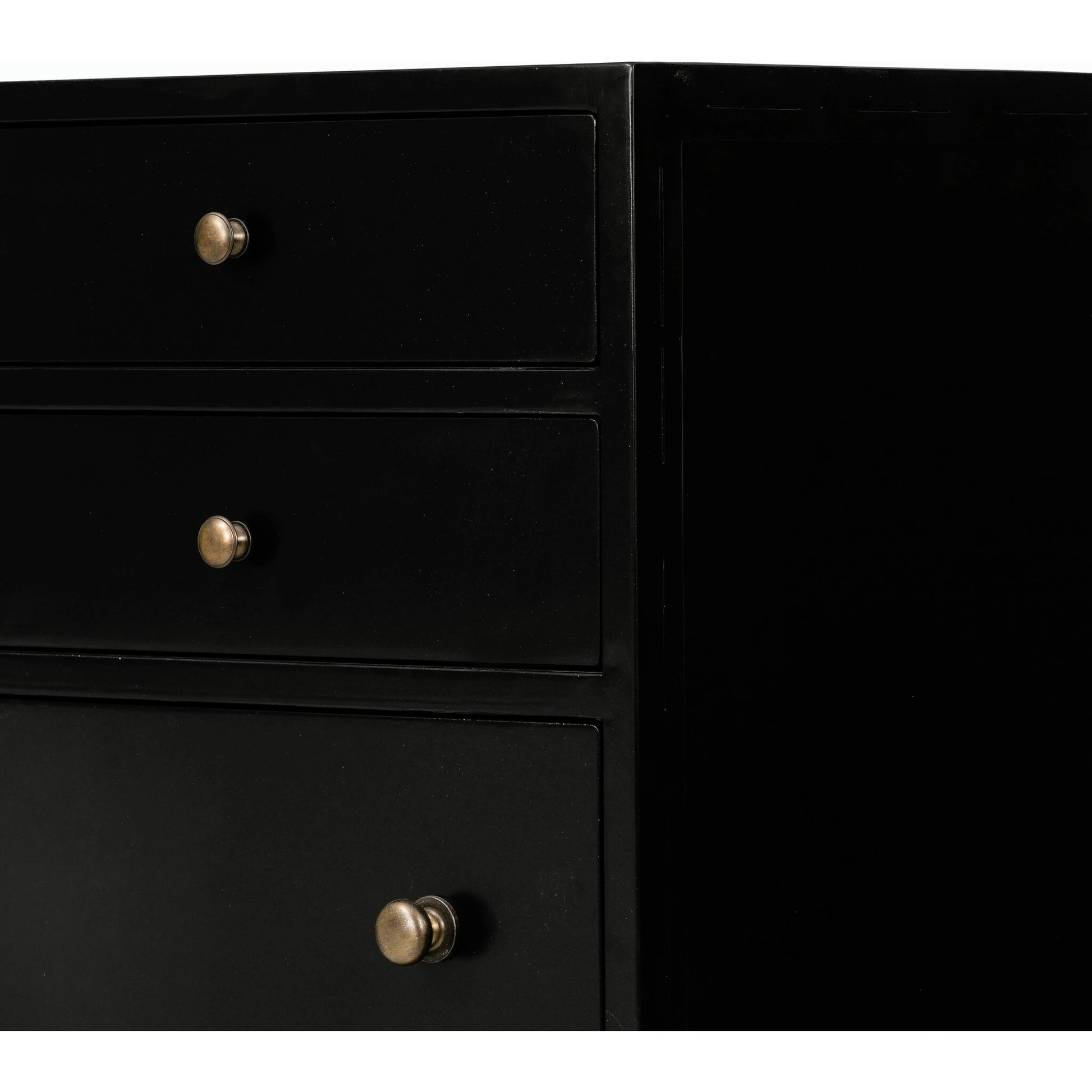 Belmont Tall Dresser by Four Hands in black. Made from iron in a transitional style.