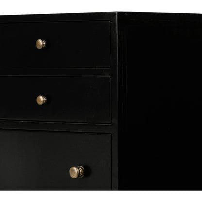 Belmont Tall Dresser by Four Hands in black. Made from iron in a transitional style.