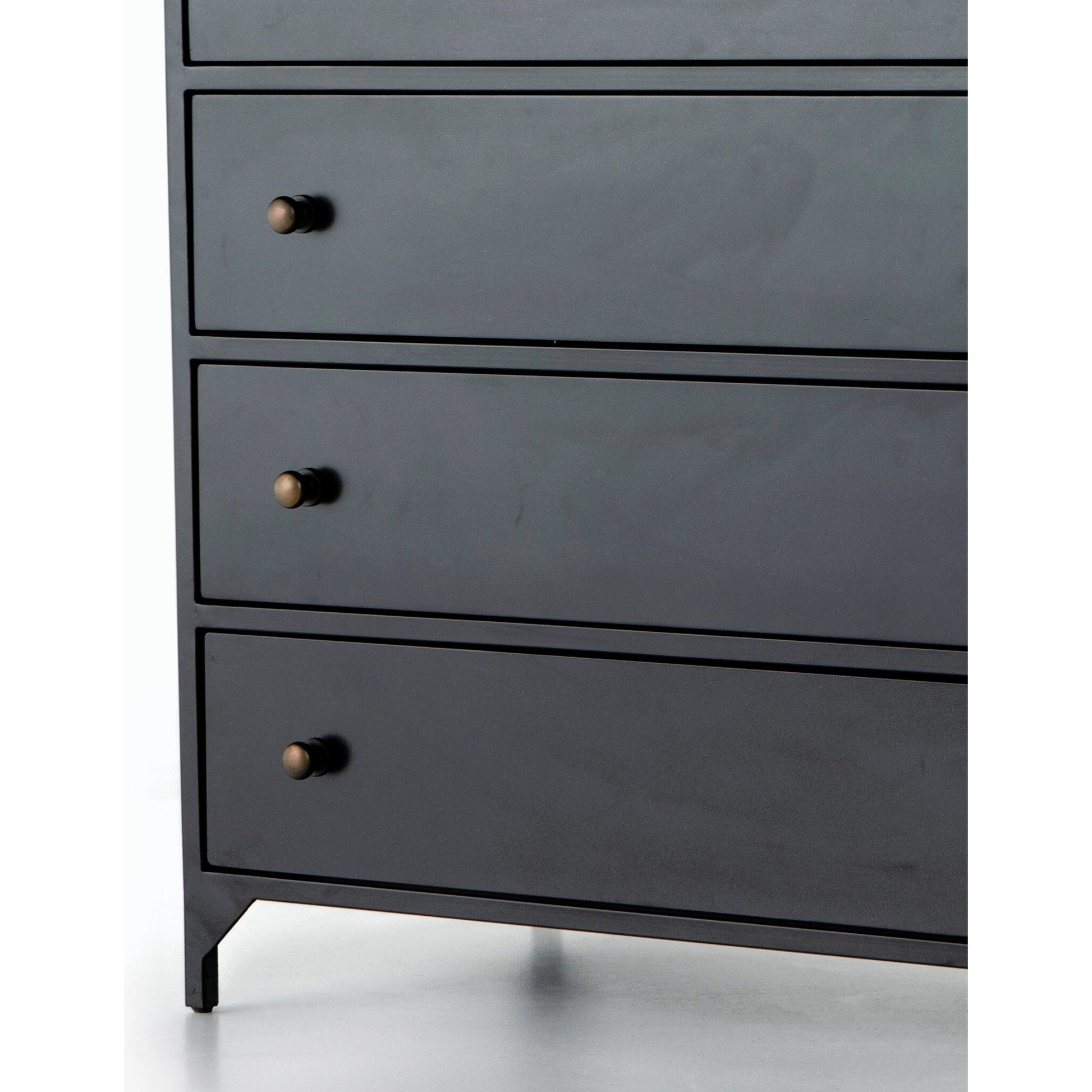 Belmont Tall Dresser by Four Hands in black. Made from iron in a transitional style.