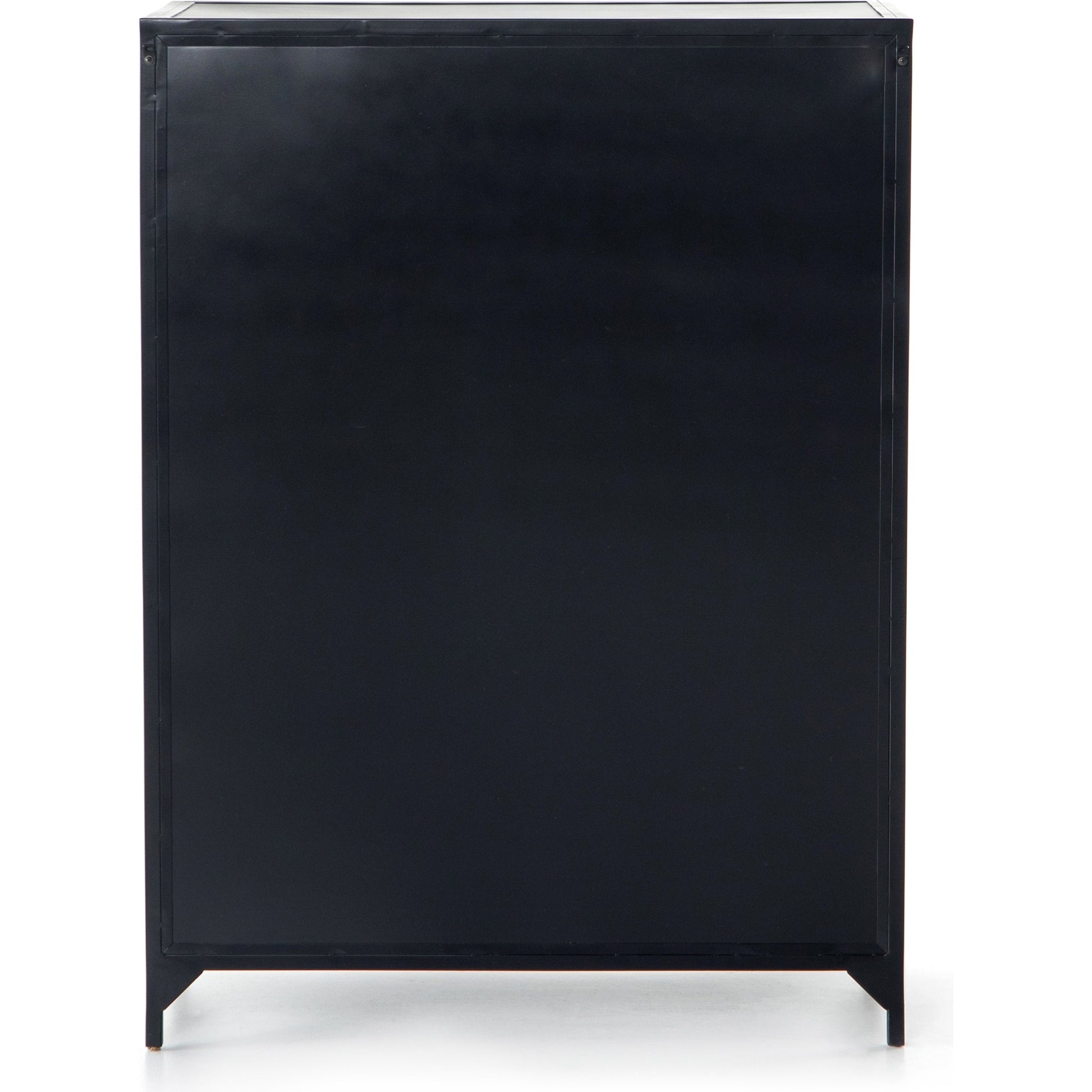 Belmont Tall Dresser by Four Hands in black. Made from iron in a transitional style.