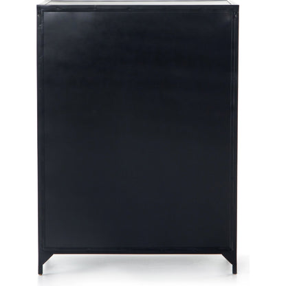 Belmont Tall Dresser by Four Hands in black. Made from iron in a transitional style.